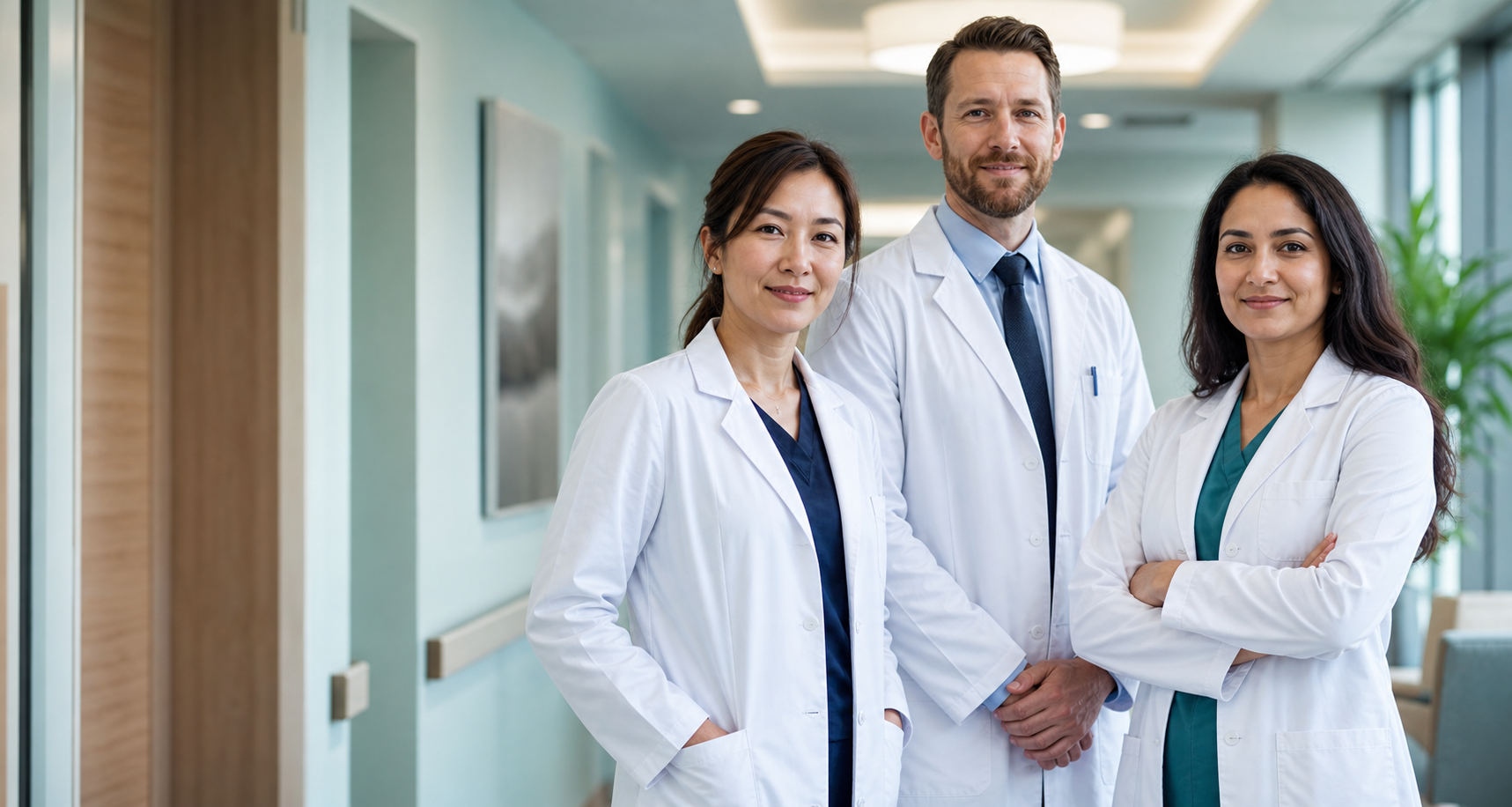 Illustrative team of hospital physicians