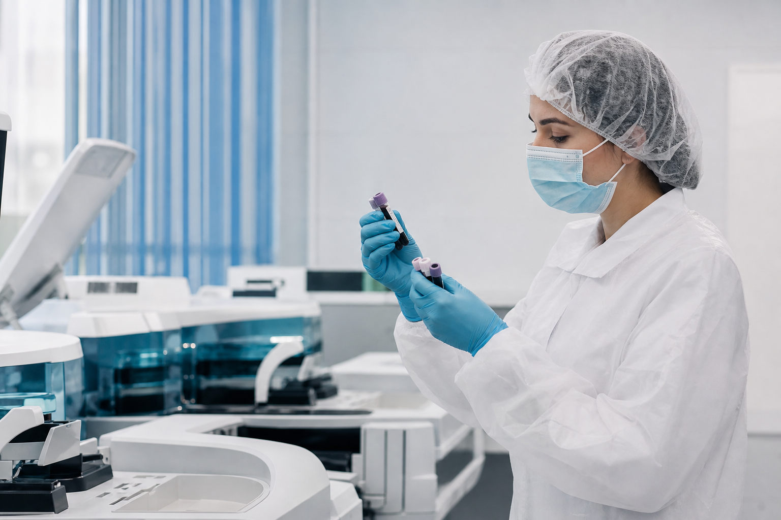 Laboratory professional working with diagnostic samples